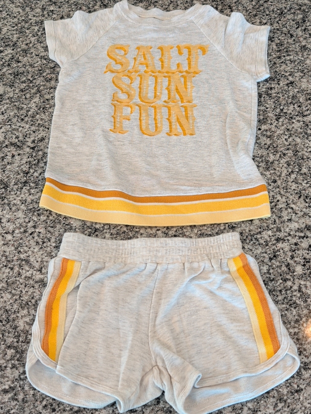 Kids Light Gray Shorts with Yellow Stripe - Salt Sun Fun